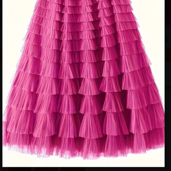 Multilayer Ruffles Tulle Skirt, Casual Fluffy Skirt For Spring & Summer - Picture 5 of 7
